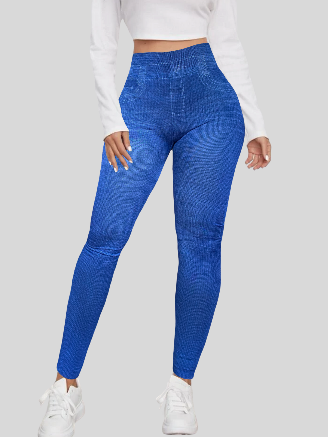 Foto 5 pulgar | Leggings Azules para Mujer