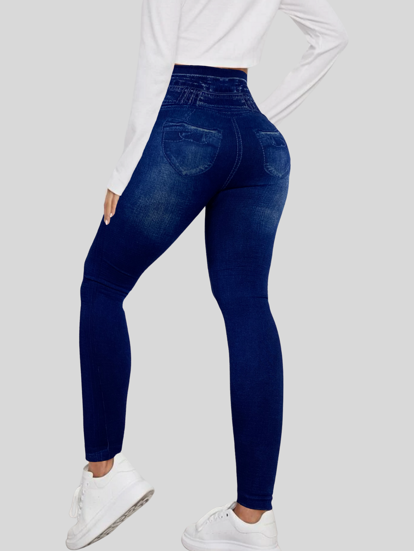 Foto 4 pulgar | Leggings Azules para Mujer