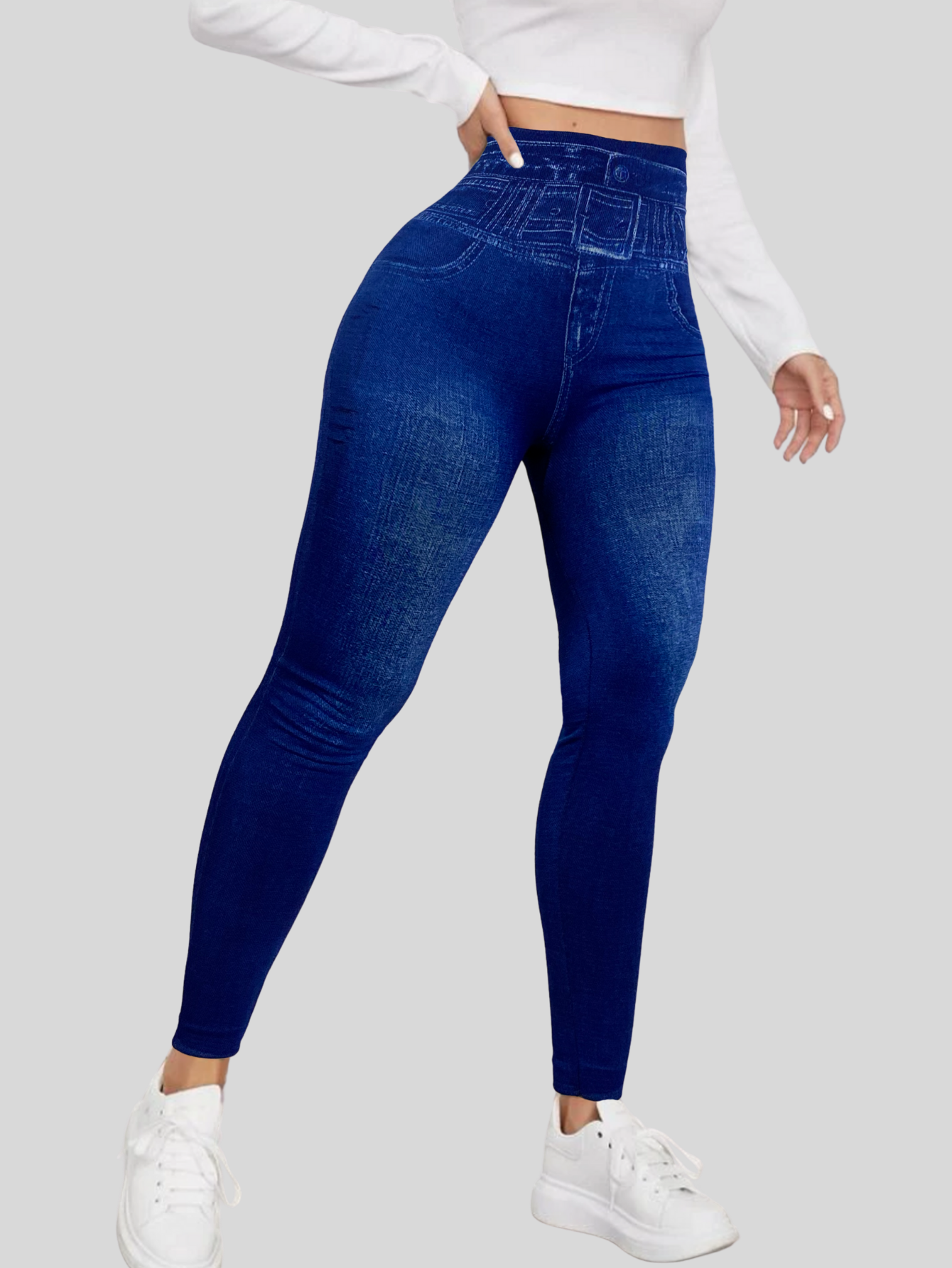 Foto 5 pulgar | Leggings Azules para Mujer