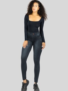 Foto 2 | Leggings Estilo Mezclilla Lic-055-2 Negro D26 para Mujer