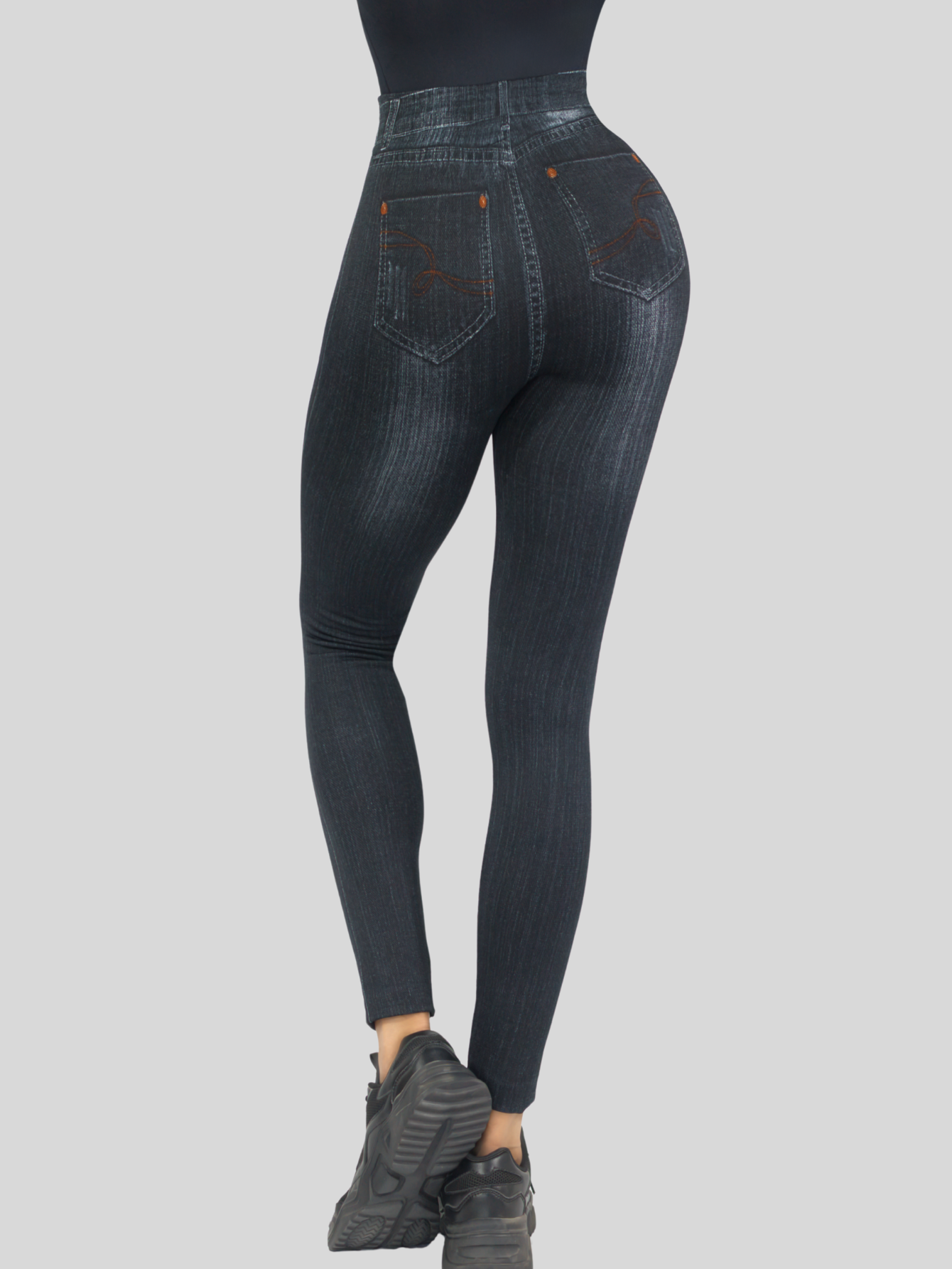 Foto 6 pulgar | Leggings Estilo Mezclilla Lic-055-2 Negro D26 para Mujer