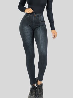 Foto 6 | Leggings Estilo Mezclilla Lic-055-2 Negro D26 para Mujer