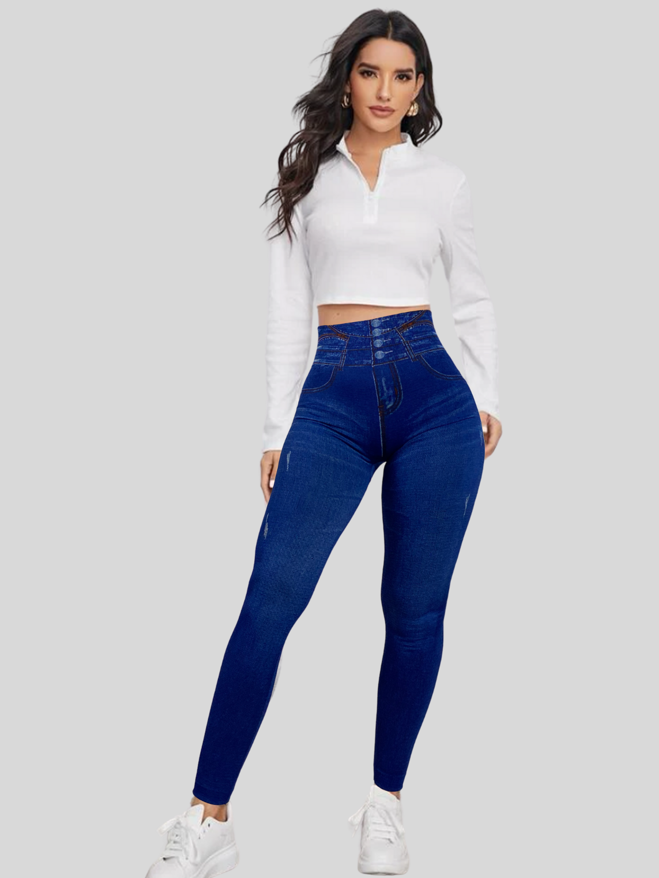 Foto 3 pulgar | Leggings Azules para Mujer