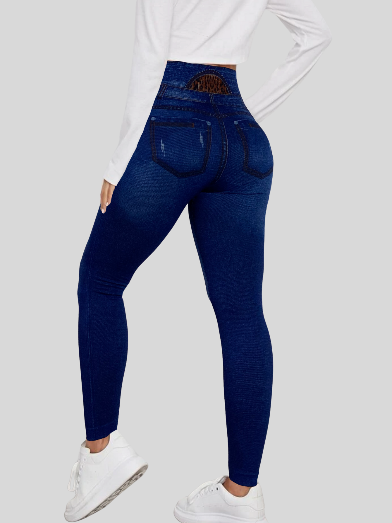 Foto 4 pulgar | Leggings Azules para Mujer