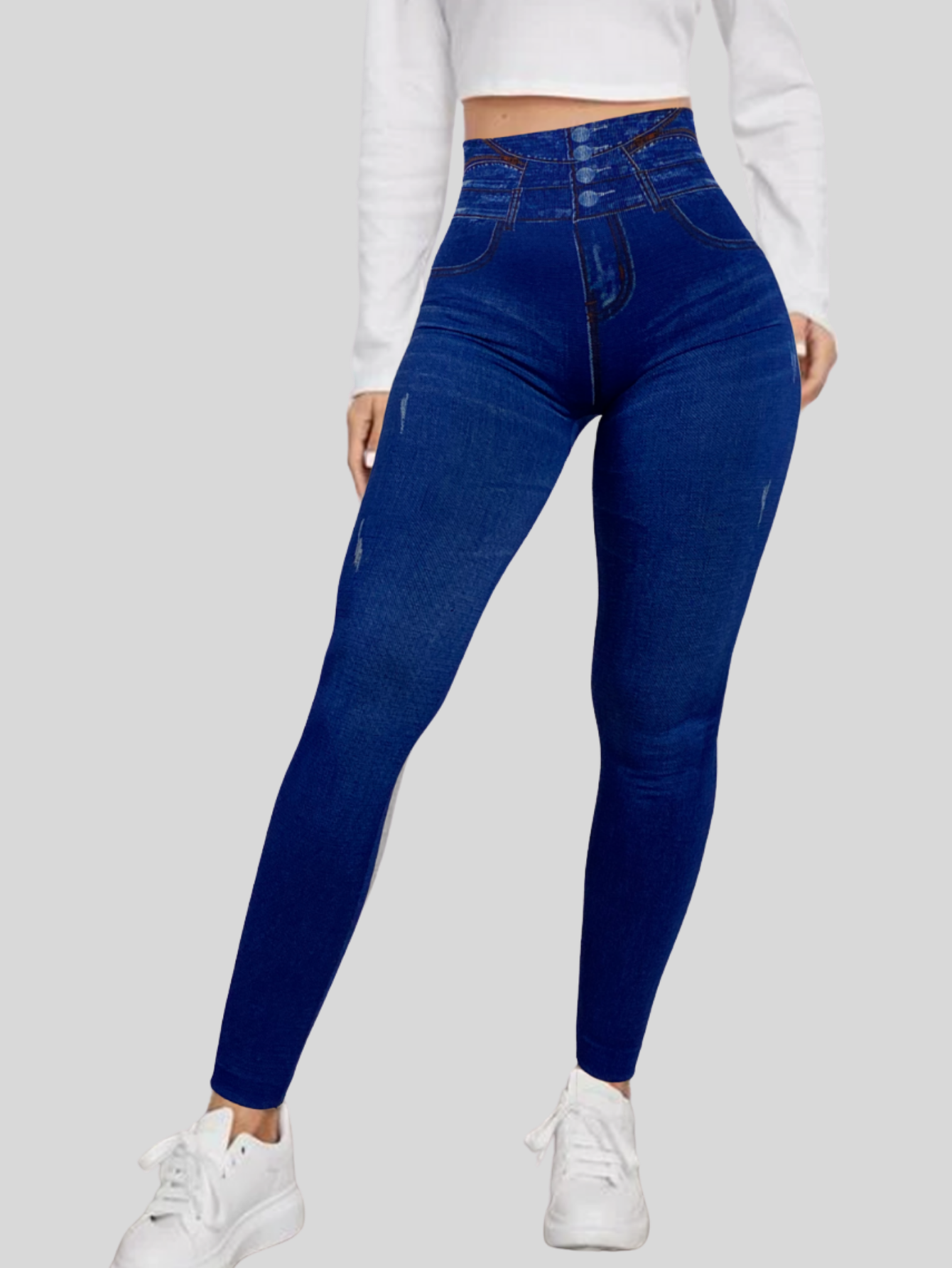 Foto 5 pulgar | Leggings Azules para Mujer