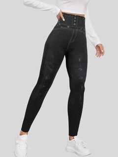 Foto 4 | Leggings Estilo Mezclilla Lic-055-2 Negro D18 para Mujer