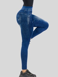 Foto 4 | Leggings Estilo Mezclilla Lic-055-2 Azul D27 para Mujer