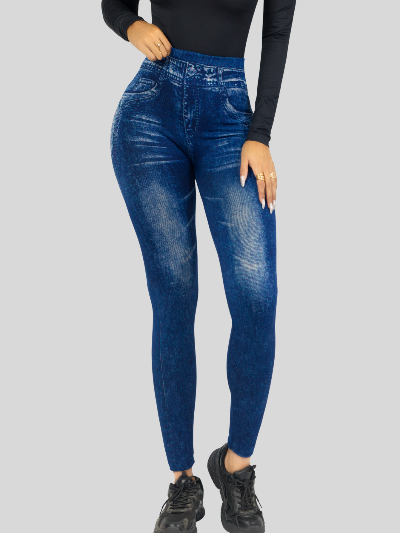 Foto 7 pulgar | Leggings Estilo Mezclilla Lic-055-2 Azul D27 para Mujer