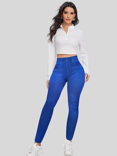 Foto 2 | Leggings Estilo Mezclilla Lic-055-2 Azul D2 para Mujer
