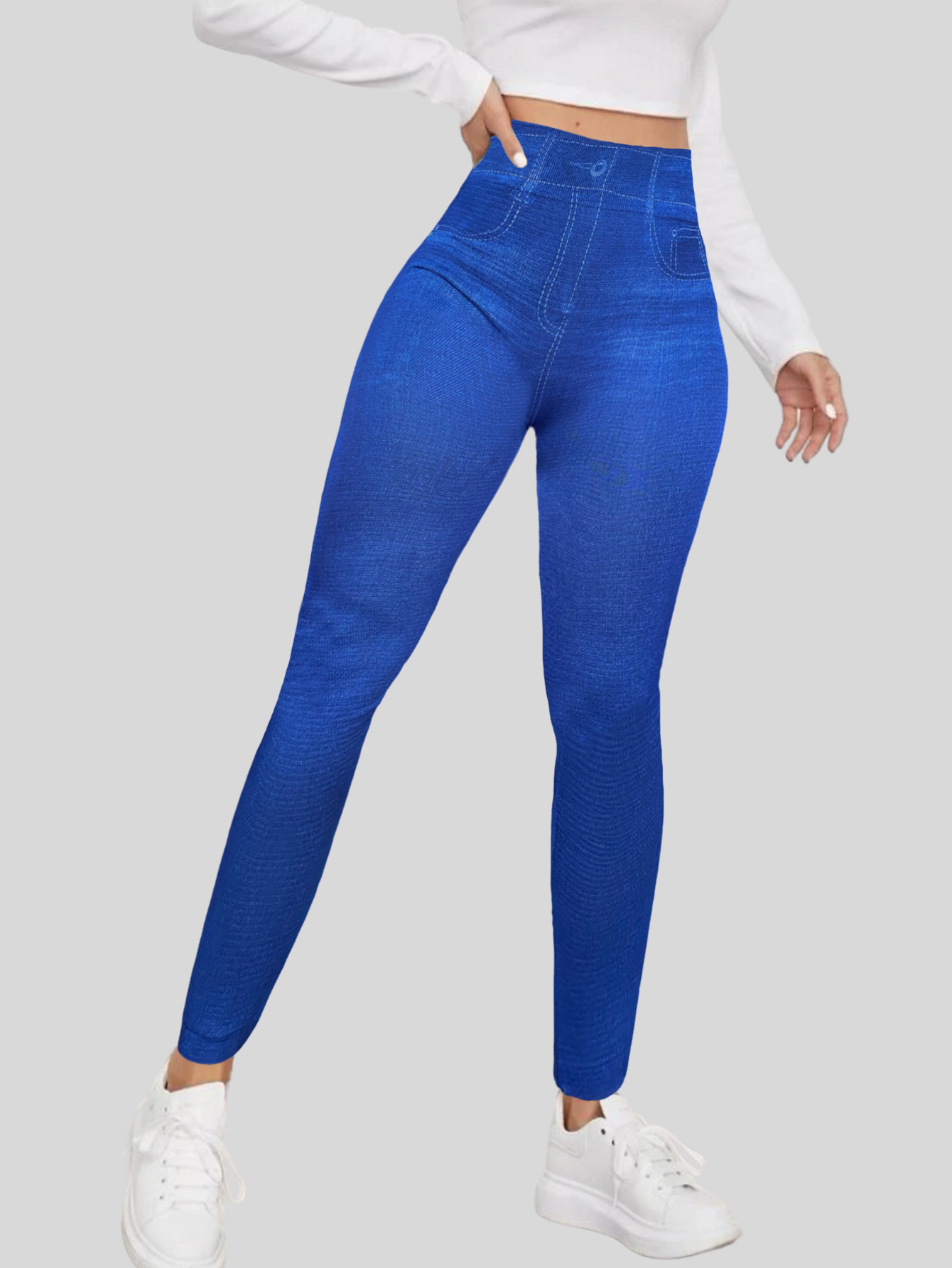 Foto 5 pulgar | Leggings Estilo Mezclilla Lic-055-2 Azul D2 para Mujer