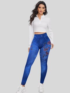 Foto 2 | Leggings Azul para Mujer