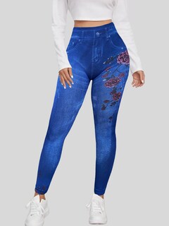 Foto 4 | Leggings Azul para Mujer