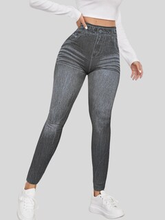 Foto 4 | Leggings Estilo Mezclilla Lic-055-2 Negro D8 para Mujer