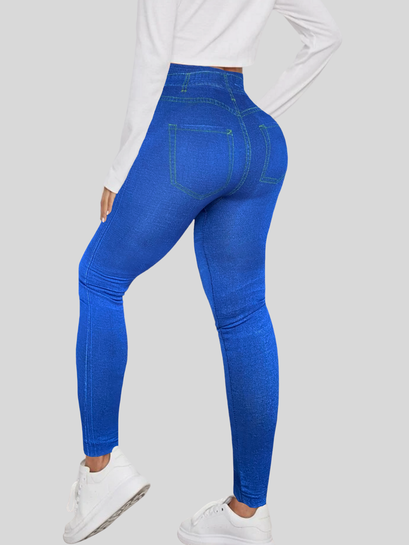 Foto 4 pulgar | Leggings Azules para Mujer