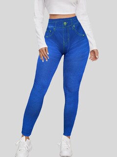 Foto 4 | Leggings Azules para Mujer