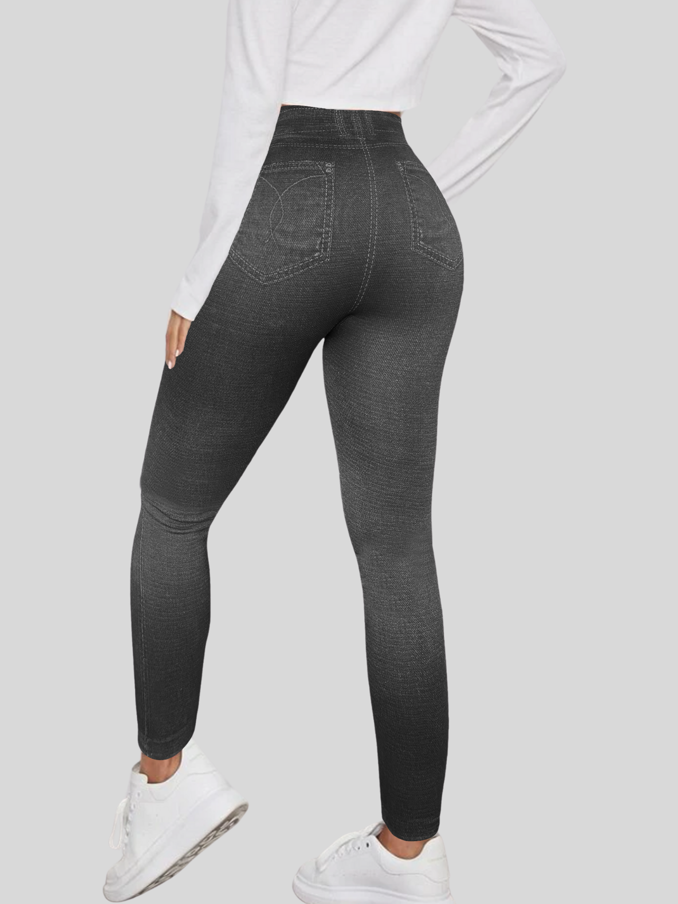 Foto 4 pulgar | Leggings Estilo Mezclilla Lic-055-2 Negro D2 para Mujer