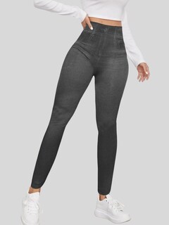 Foto 4 | Leggings Estilo Mezclilla Lic-055-2 Negro D2 para Mujer