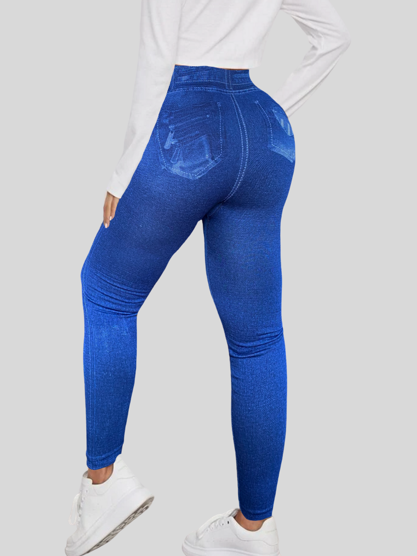Foto 4 pulgar | Leggings Azules para Mujer