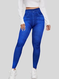 Foto 4 | Leggings Azules para Mujer