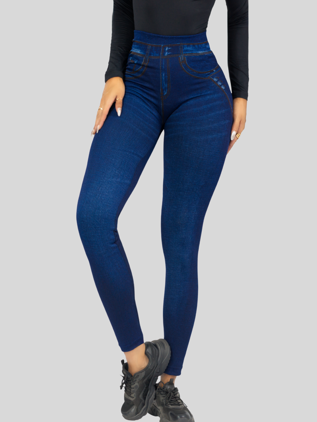 Foto 7 pulgar | Leggings Azules para Mujer