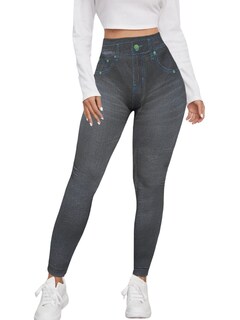 Foto 1 | Leggings Estilo Mezclilla Lic-055-2 Negro D6 para Mujer