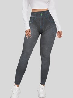 Foto 4 | Leggings Estilo Mezclilla Lic-055-2 Negro D6 para Mujer