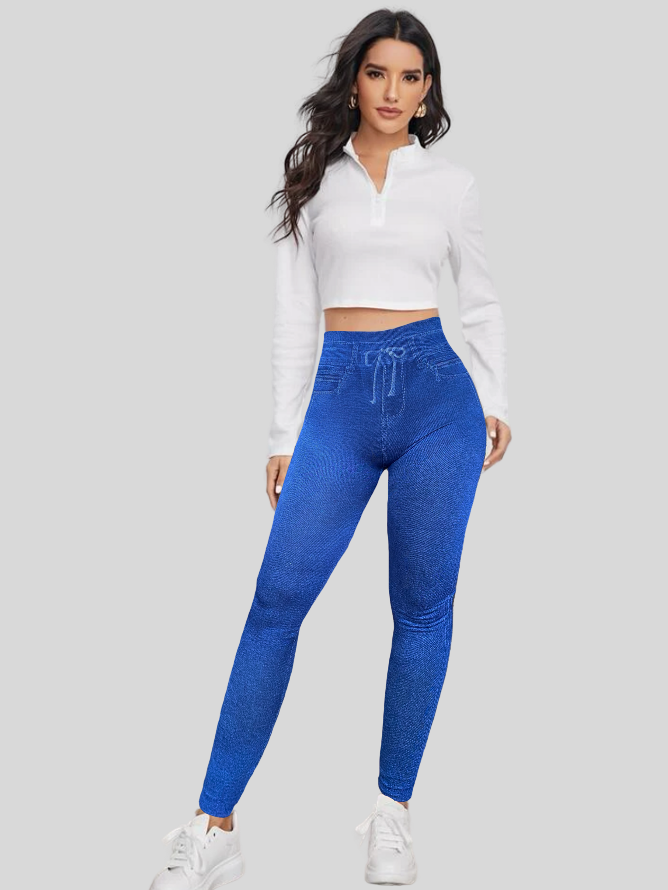 Foto 3 pulgar | Leggings Lic-055-2 Azul para Mujer