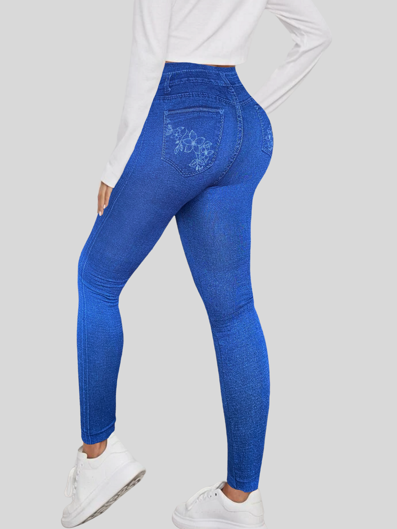 Foto 4 pulgar | Leggings Lic-055-2 Azul para Mujer