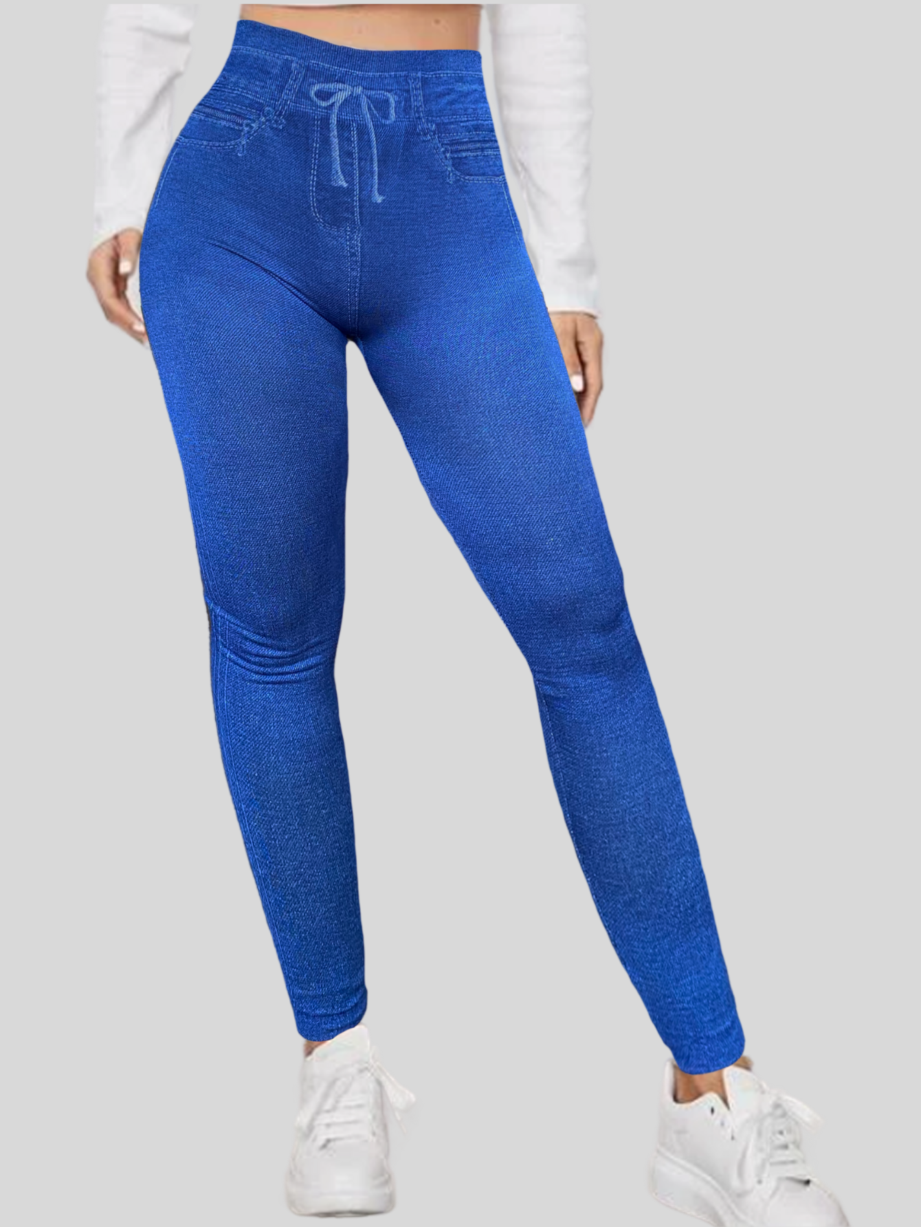 Foto 5 pulgar | Leggings Lic-055-2 Azul para Mujer