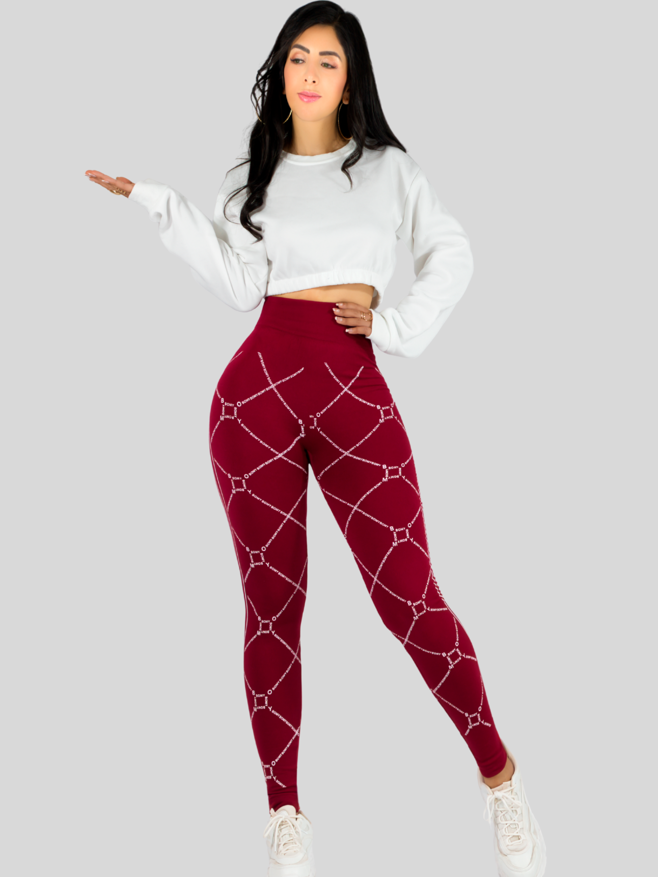 Foto 3 pulgar | Leggins Mujer Legging Mallones Lic-010 Vino Mallas Térmicas Mayon