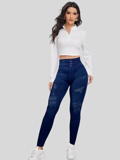 Foto 2 | Leggings Estilo Mezclilla Lic-055-2 Azul D19 para Mujer