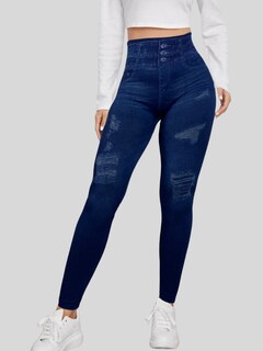 Foto 4 | Leggings Estilo Mezclilla Lic-055-2 Azul D19 para Mujer