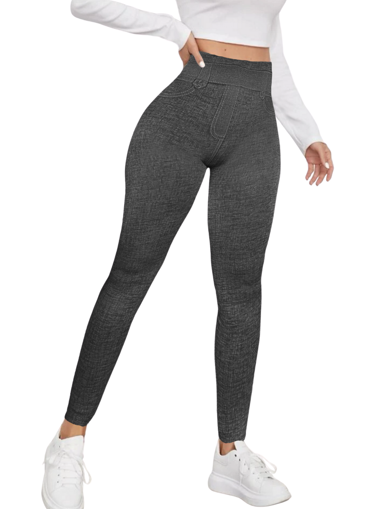 Leggings Estilo Mezclilla Lic-055-2 Negro D3 para Mujer