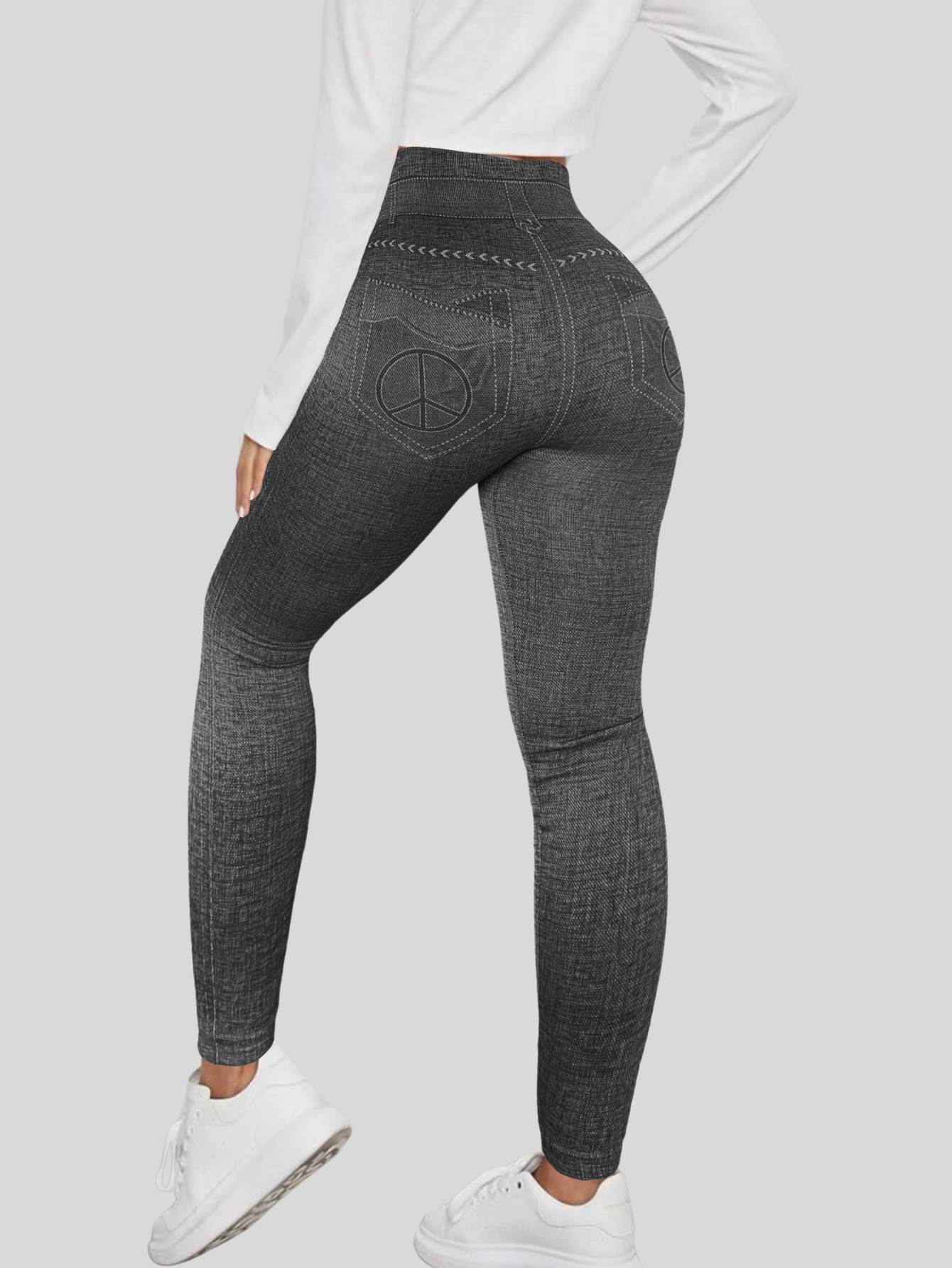 Foto 4 pulgar | Leggings Estilo Mezclilla Lic-055-2 Negro D3 para Mujer