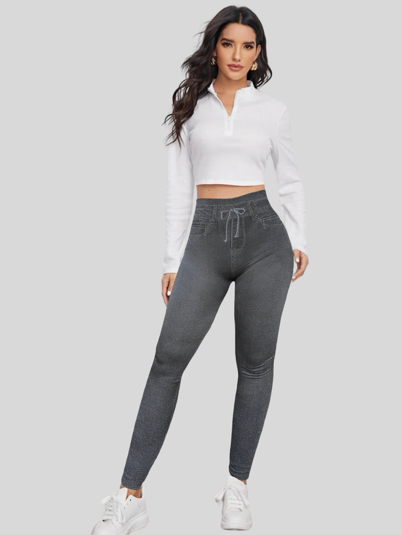 Foto 3 pulgar | Leggings Estilo Mezclilla Lic-055-2 Negro D4 para Mujer