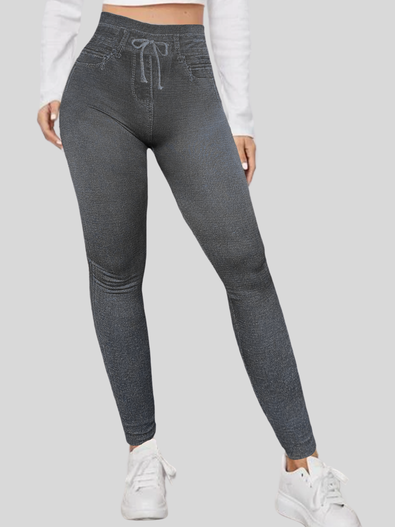 Foto 5 pulgar | Leggings Estilo Mezclilla Lic-055-2 Negro D4 para Mujer