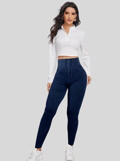 Foto 2 | Leggings Estilo Mezclilla Lic-055-2 Azul D20 para Mujer
