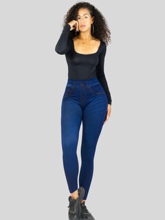 Foto 2 | Leggings Estilo Mezclilla Lic-055-2 Azul D25 para Mujer
