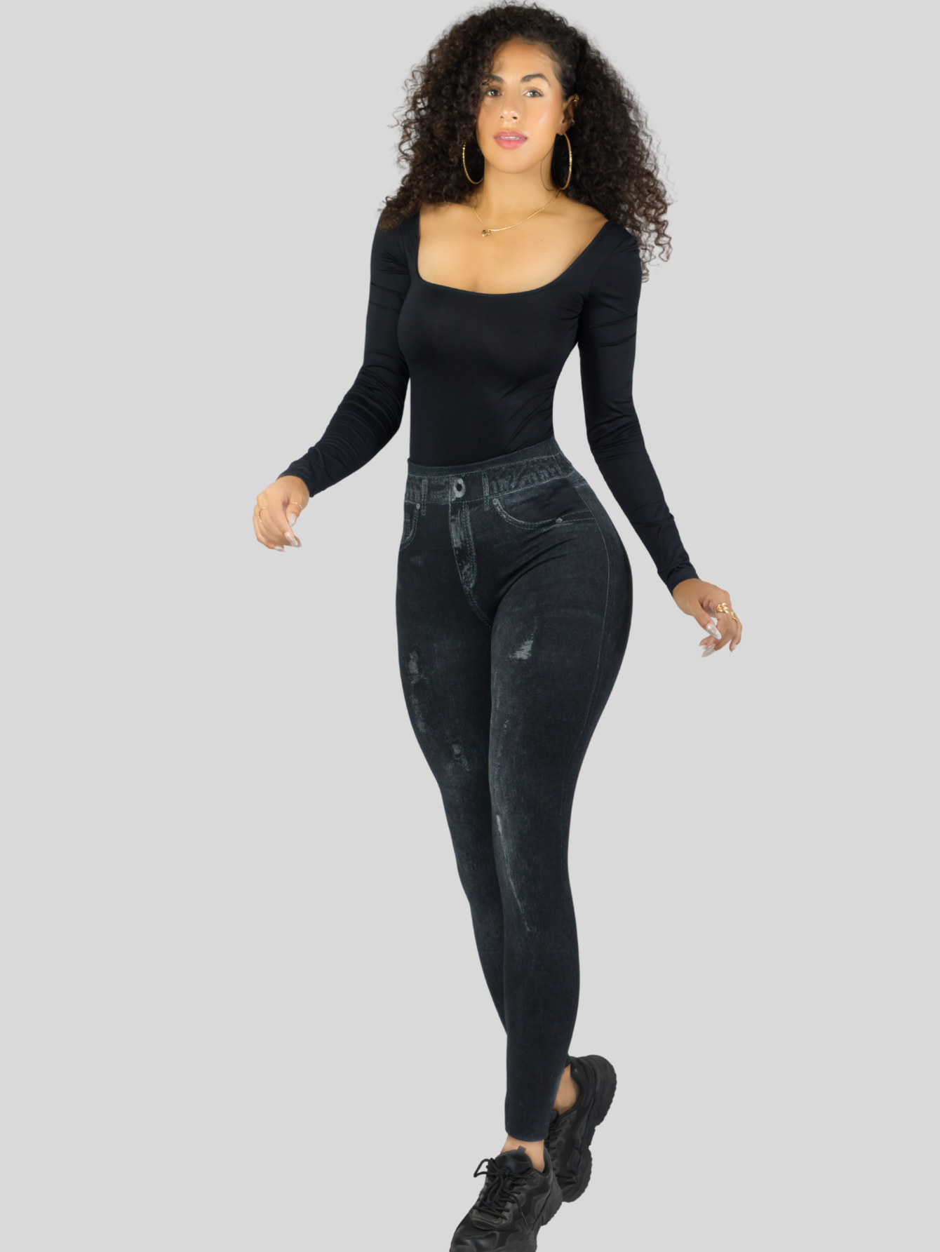 Foto 3 pulgar | Leggings Lic-055-2 Negros de Mujer