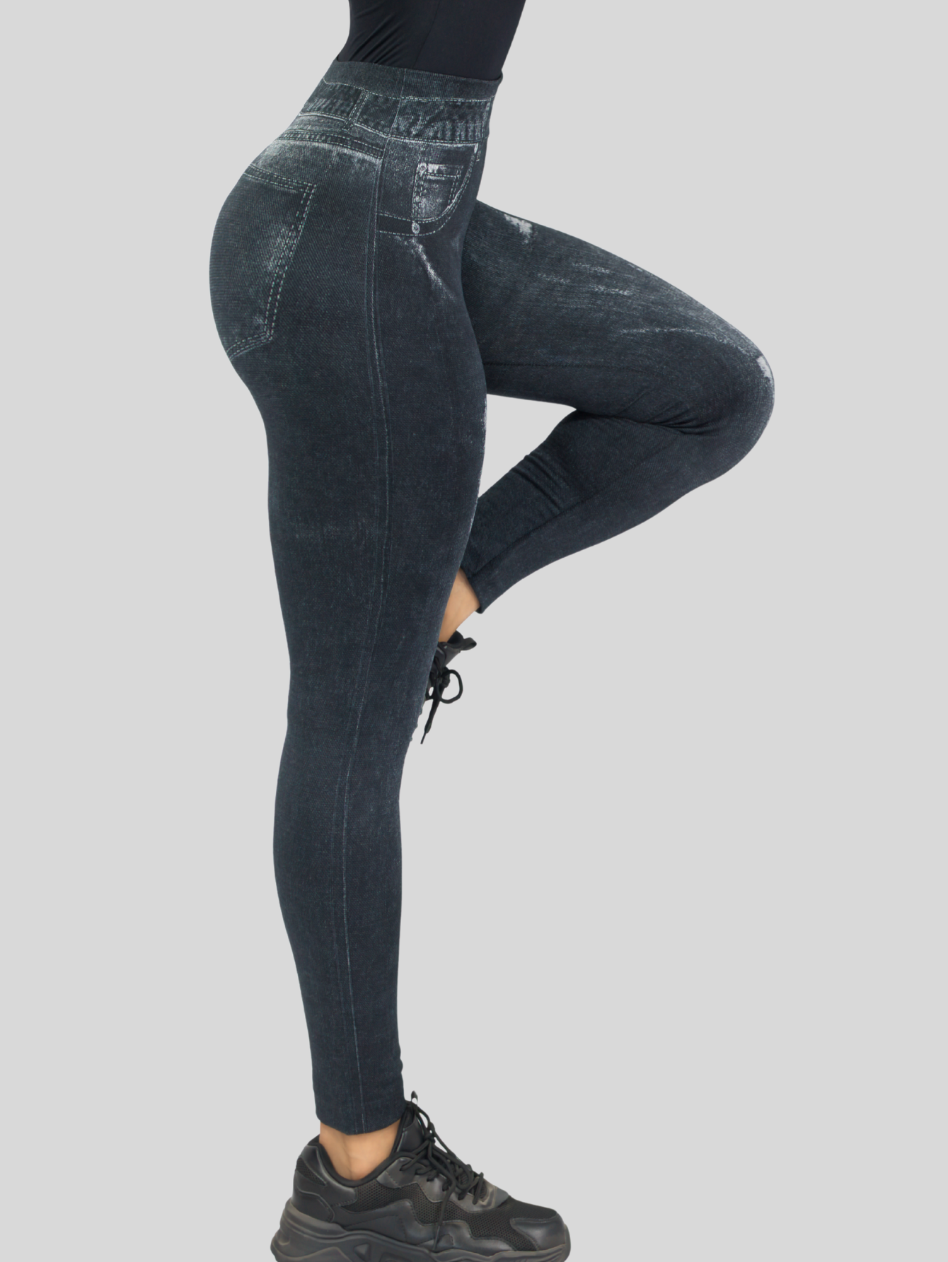 Foto 5 pulgar | Leggings Lic-055-2 Negros de Mujer