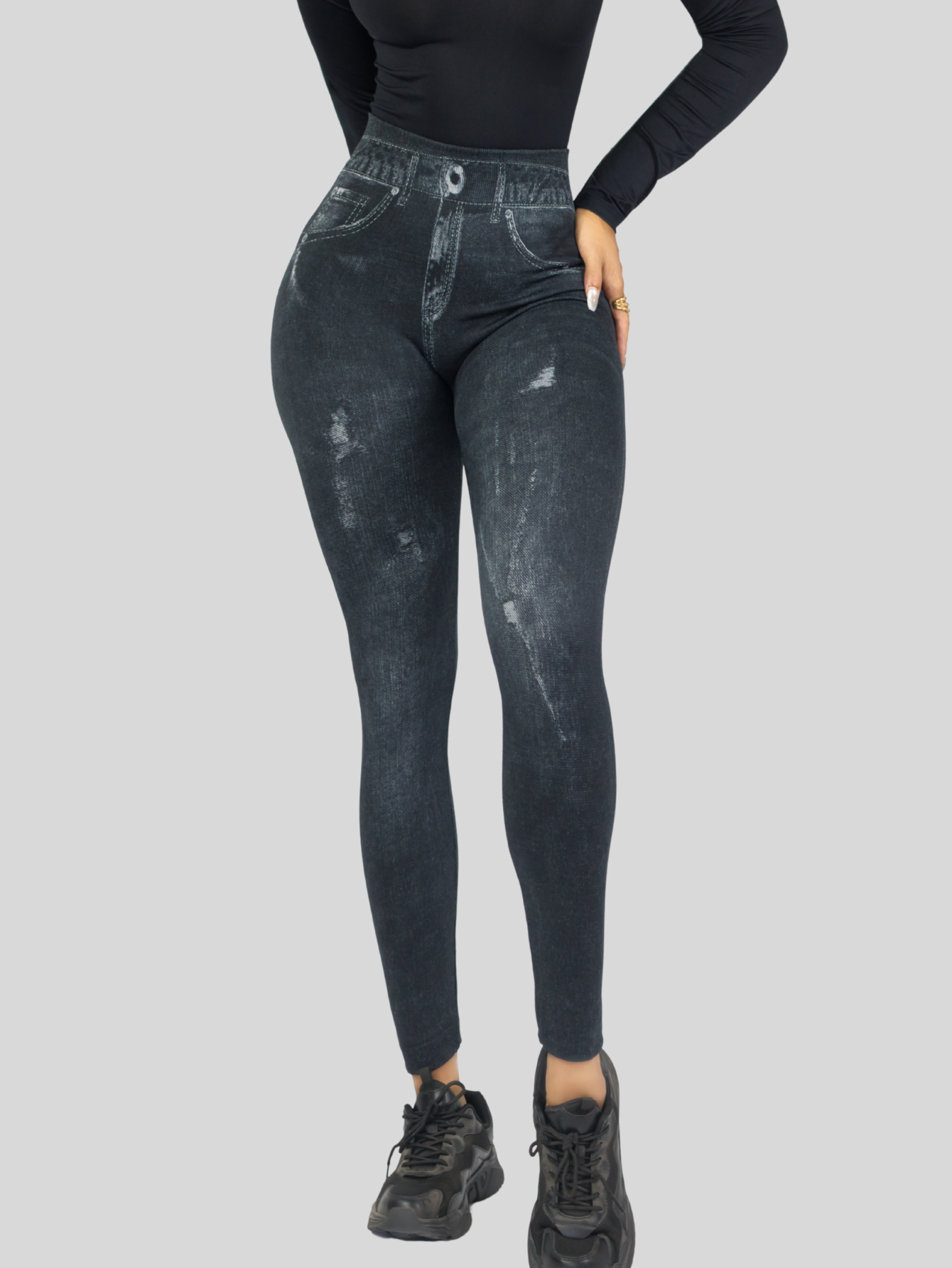 Foto 6 | Leggings Lic-055-2 Negros de Mujer