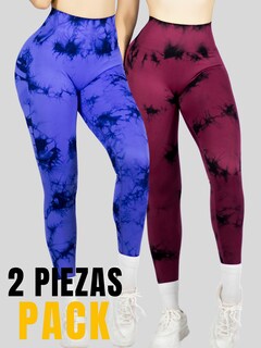 Foto 5 | Set De Dos Leggings Deportivos Tie-dye Mujer Para Yoga Y Gym Lic-0168-px2 Variedad De Colores Comodidad Y Estilo