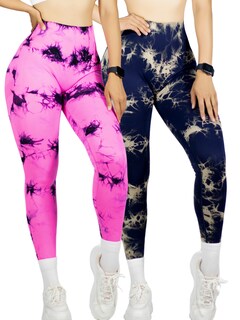 Foto 1 | Set De Dos Leggings Deportivos Tie-dye Mujer Para Yoga Y Gym Lic-0168-px2 Variedad De Colores Comodidad Y Estilo