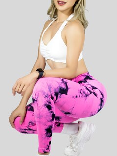 Foto 6 | Leggings Deportivos Tie-dye Mujer Para Yoga Y Gym Lic-0168 Rosa Comodidad Y Estilo