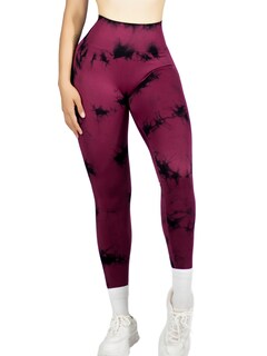 Foto 1 | Leggings Deportivos Tie-dye Mujer Para Yoga Y Gym Lic-0168 Vino Comodidad Y Estilo