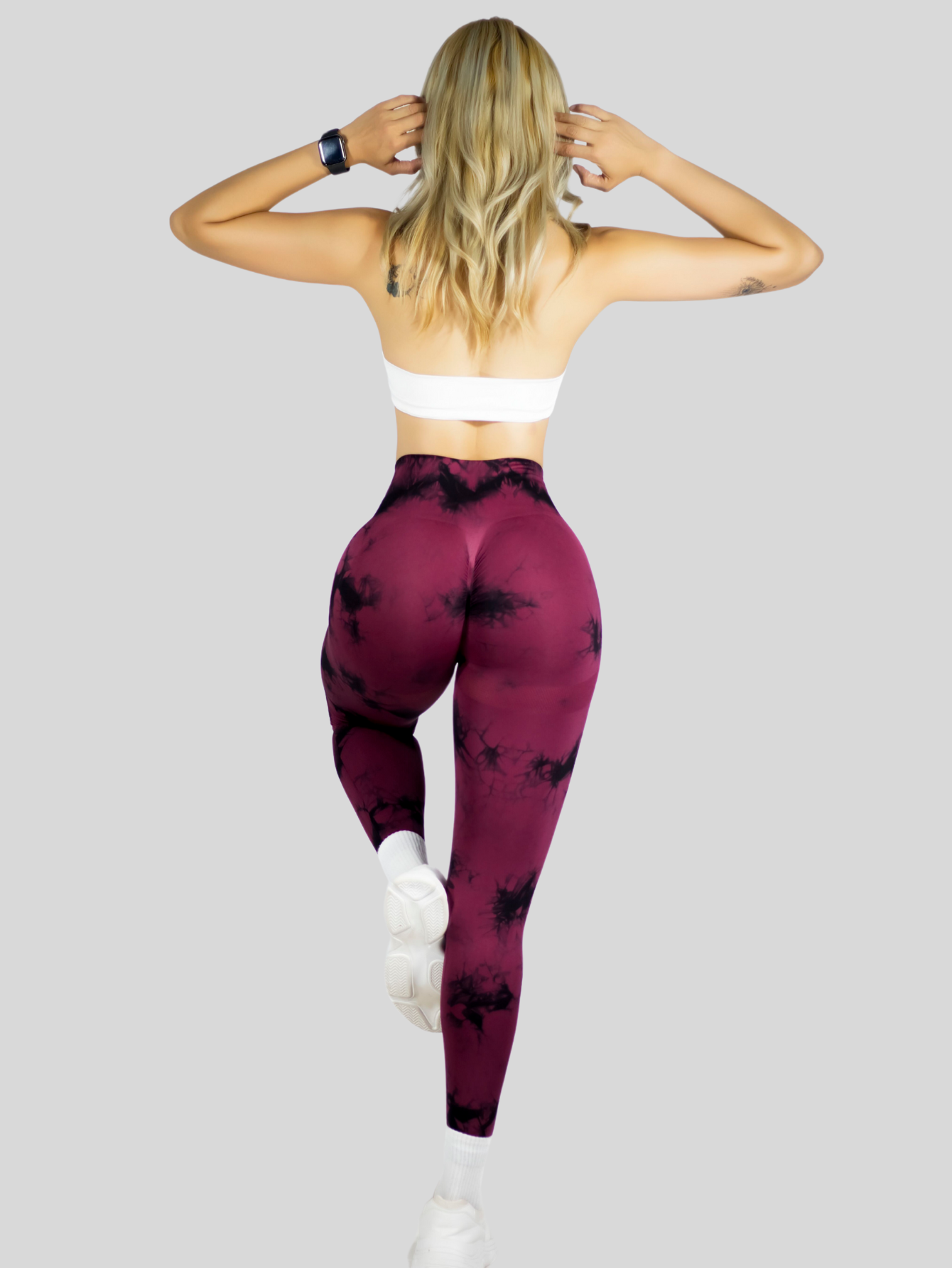 Foto 6 pulgar | Leggings Deportivos Tie-dye Mujer Para Yoga Y Gym Lic-0168 Vino Comodidad Y Estilo