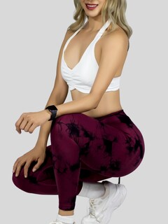 Foto 6 | Leggings Deportivos Tie-dye Mujer Para Yoga Y Gym Lic-0168 Vino Comodidad Y Estilo