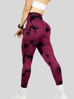 Foto 7 | Leggings Deportivos Tie-dye Mujer Para Yoga Y Gym Lic-0168 Vino Comodidad Y Estilo