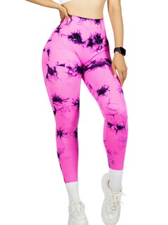 Foto 1 | Leggings Deportivos Tie-dye Mujer Para Yoga Y Gym Lic-0168 Rosa Comodidad Y Estilo
