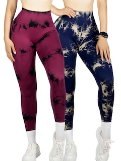 Foto 1 | Set De Dos Leggings Deportivos Tie-dye Mujer Para Yoga Y Gym Lic-0168-px2 Variedad De Colores Comodidad Y Estilo